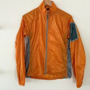 Montbell Light Shell Windbreaker Jacket Orange Gray‎ Full Zip Packable Women Med